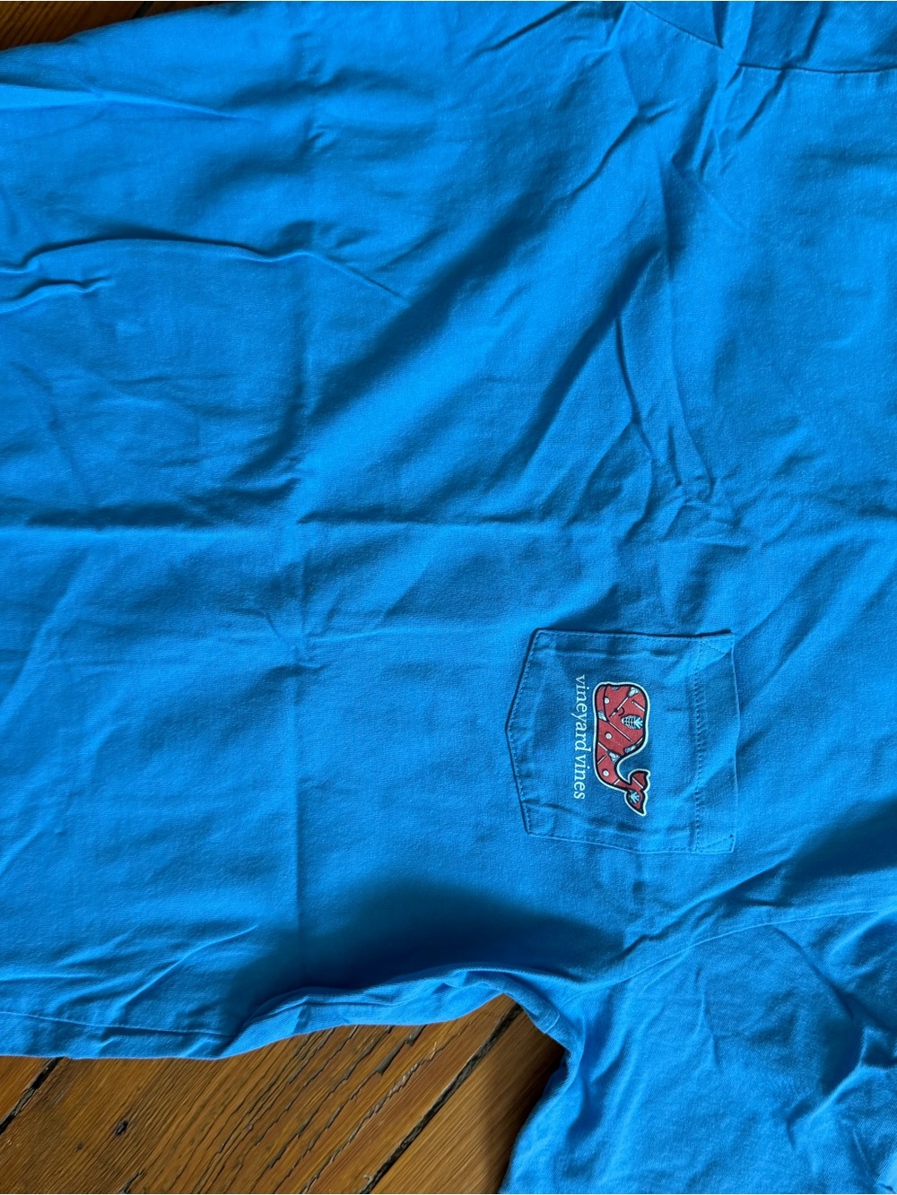 Vineyard Vines Bright Blue Pocket Tee with Whale Patch